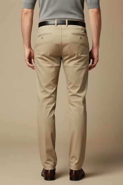 Pantalon Beige Coton Homme Décontracté Classique - vue 2
