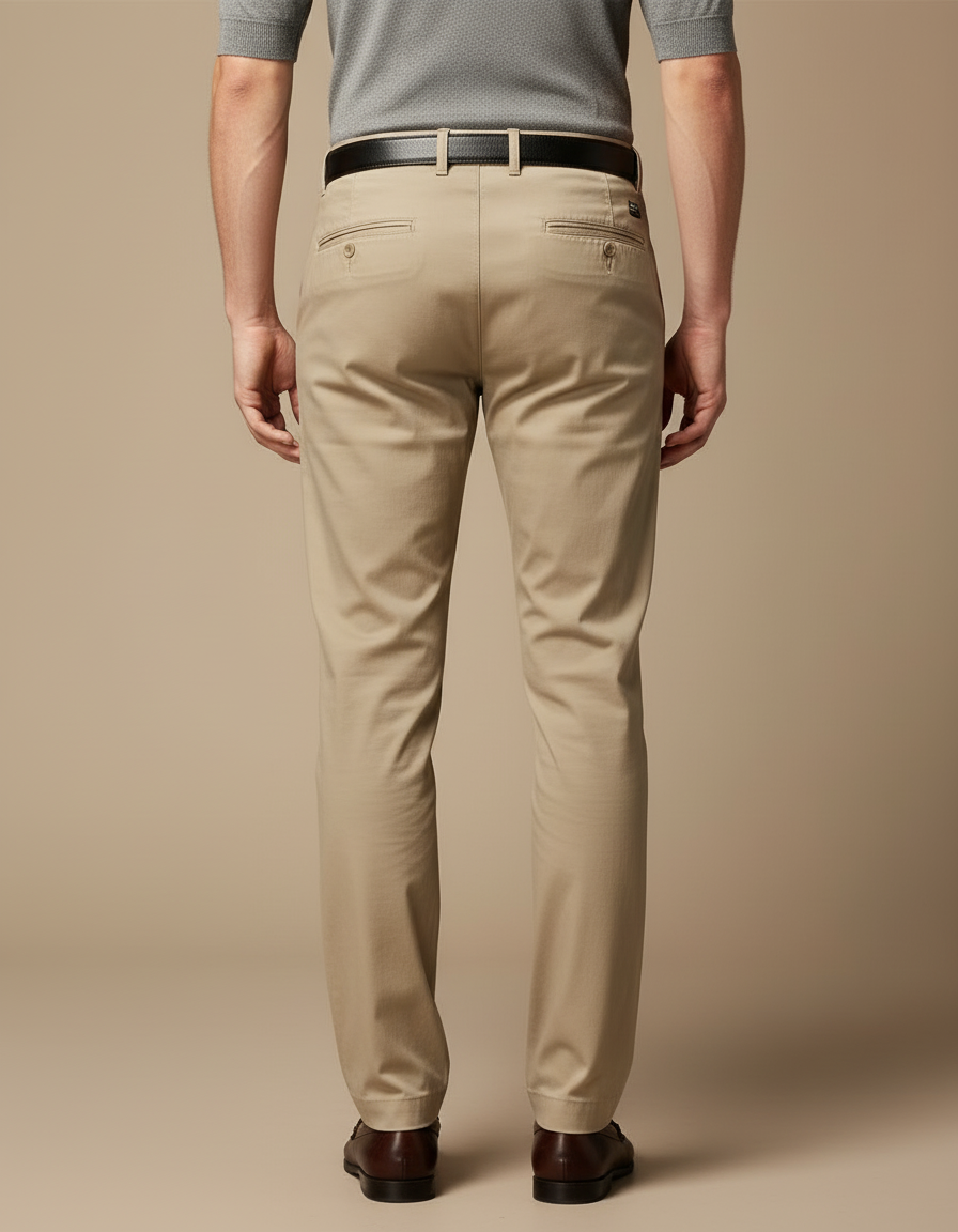 Pantalon Beige Coton Homme Décontracté Classique - vue 2