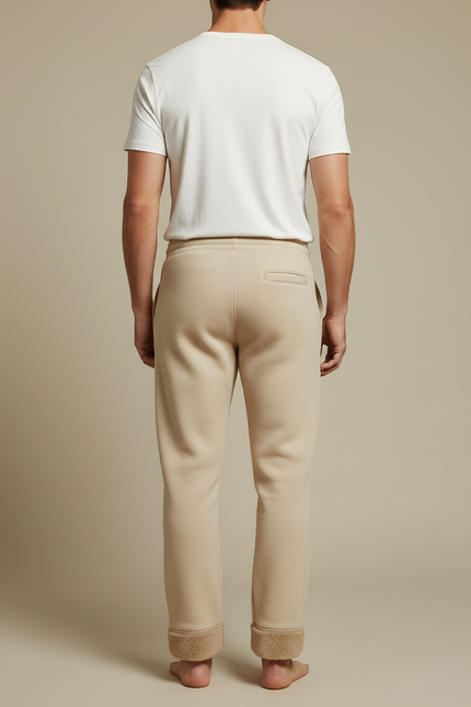Pantalon Beige Molletonné Doublé Polaire Ample Décontracté - vue 2
