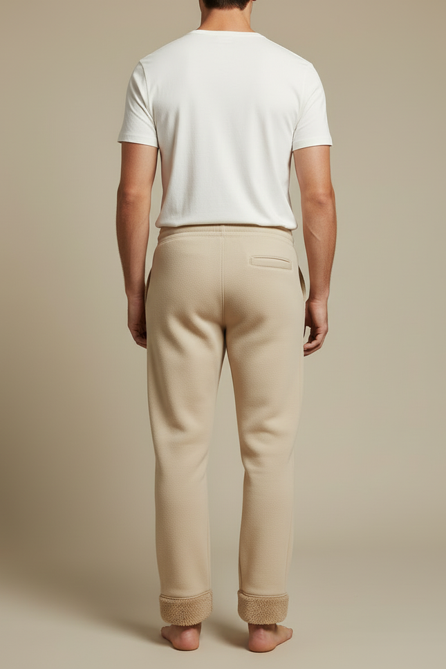 Pantalon Beige Molletonné Doublé Polaire Ample Décontracté - vue 2