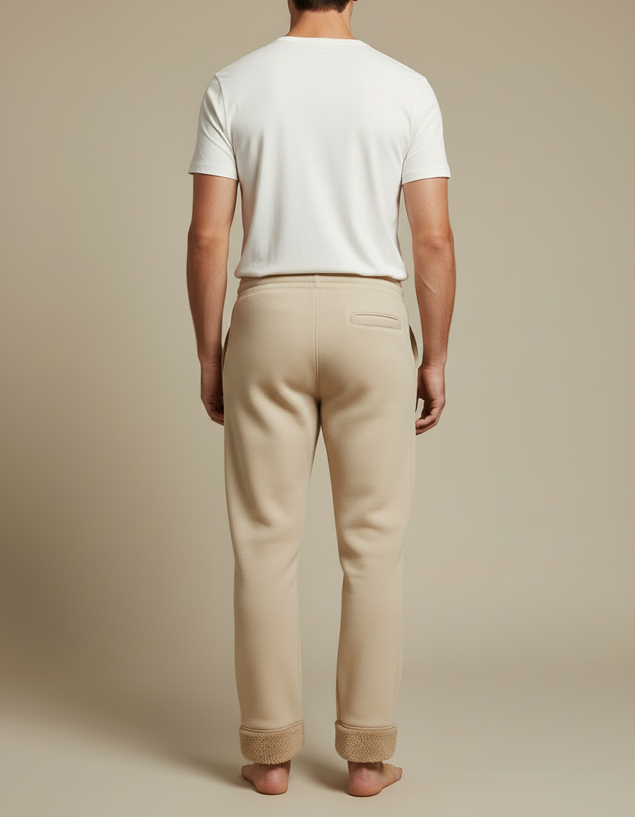 Pantalon Beige Molletonné Doublé Polaire Ample Décontracté - vue 2