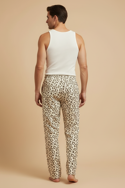 Pantalon Beige Léopard Coton Ample Confortable Homme - Imprimé - vue 2