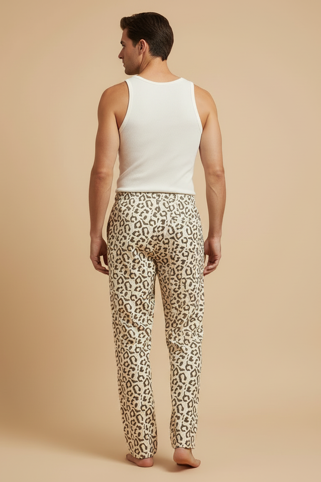 Pantalon Beige Léopard Coton Ample Confortable Homme - Imprimé - vue 2