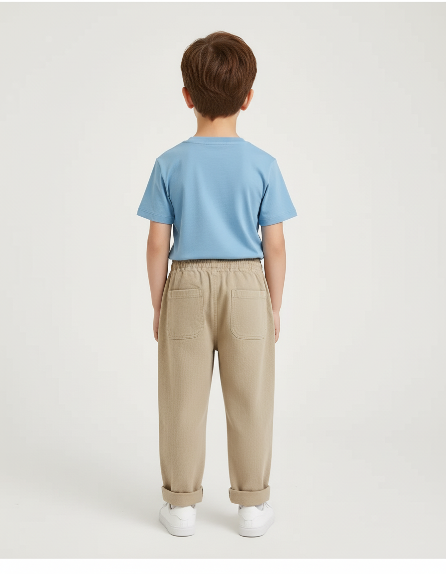 Pantalon Beige Brodé Décontracté Ample Enfant Mignon - Coton - vue 2