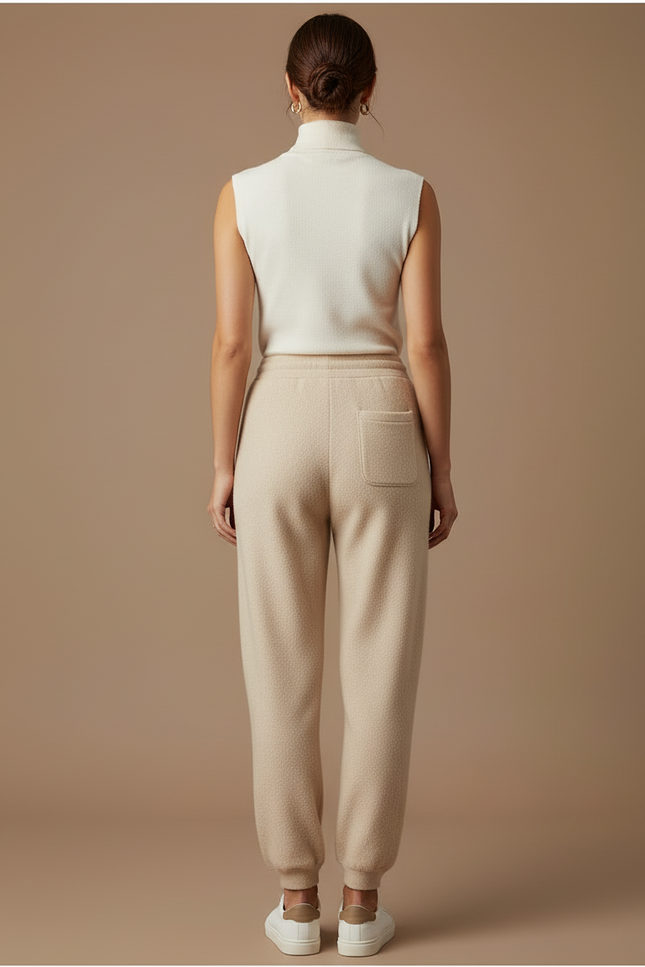 Pantalon Beige Laine Doux Confortable Décontracté Jogging - vue 2