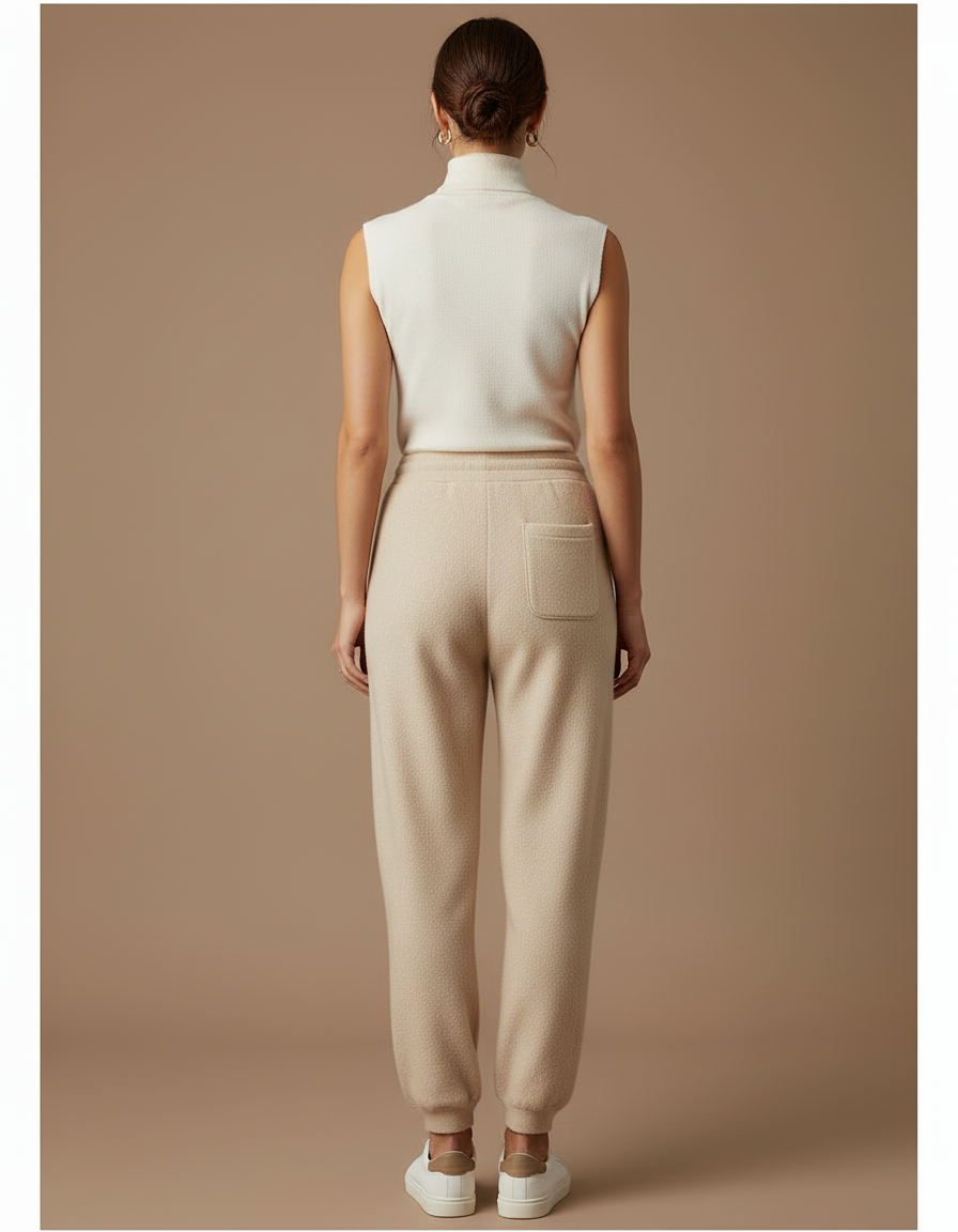 Pantalon Beige Laine Doux Confortable Décontracté Jogging - vue 2