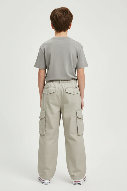 Pantalon Beige Cargo Ample Coton Enfant Décontracté - Toile - vue 2