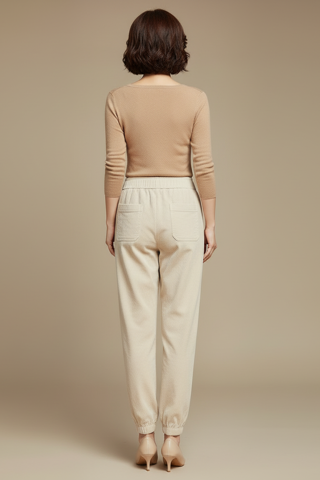Pantalon Velours Femme Beige Clair - Cordé - vue 2