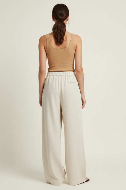 Pantalon Beige 1f03 - Lin - vue 2