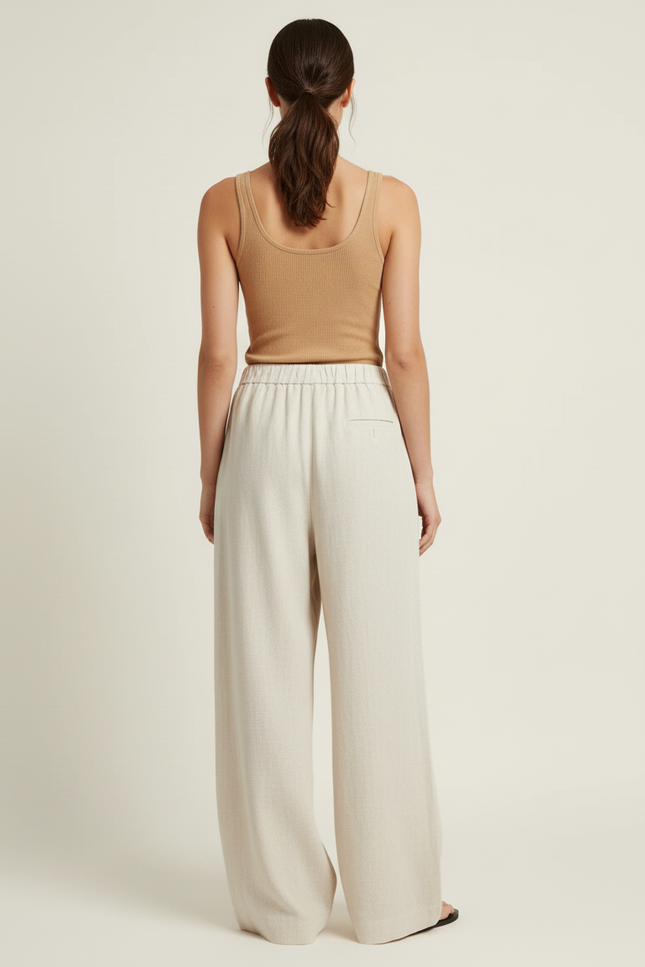 Pantalon Beige 1f03 - Lin - vue 2