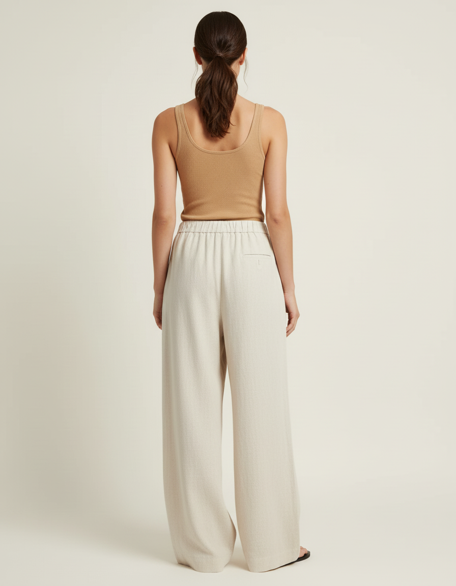 Pantalon Beige 1f03 - Lin - vue 2