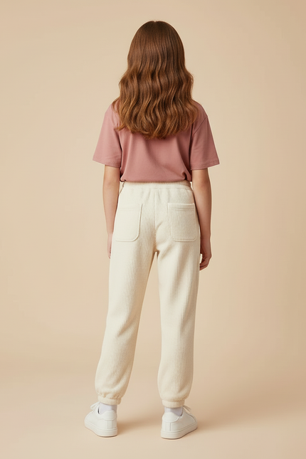 Pantalon Beige Côtelé Ample Décontracté Cœur - Cordé - vue 2
