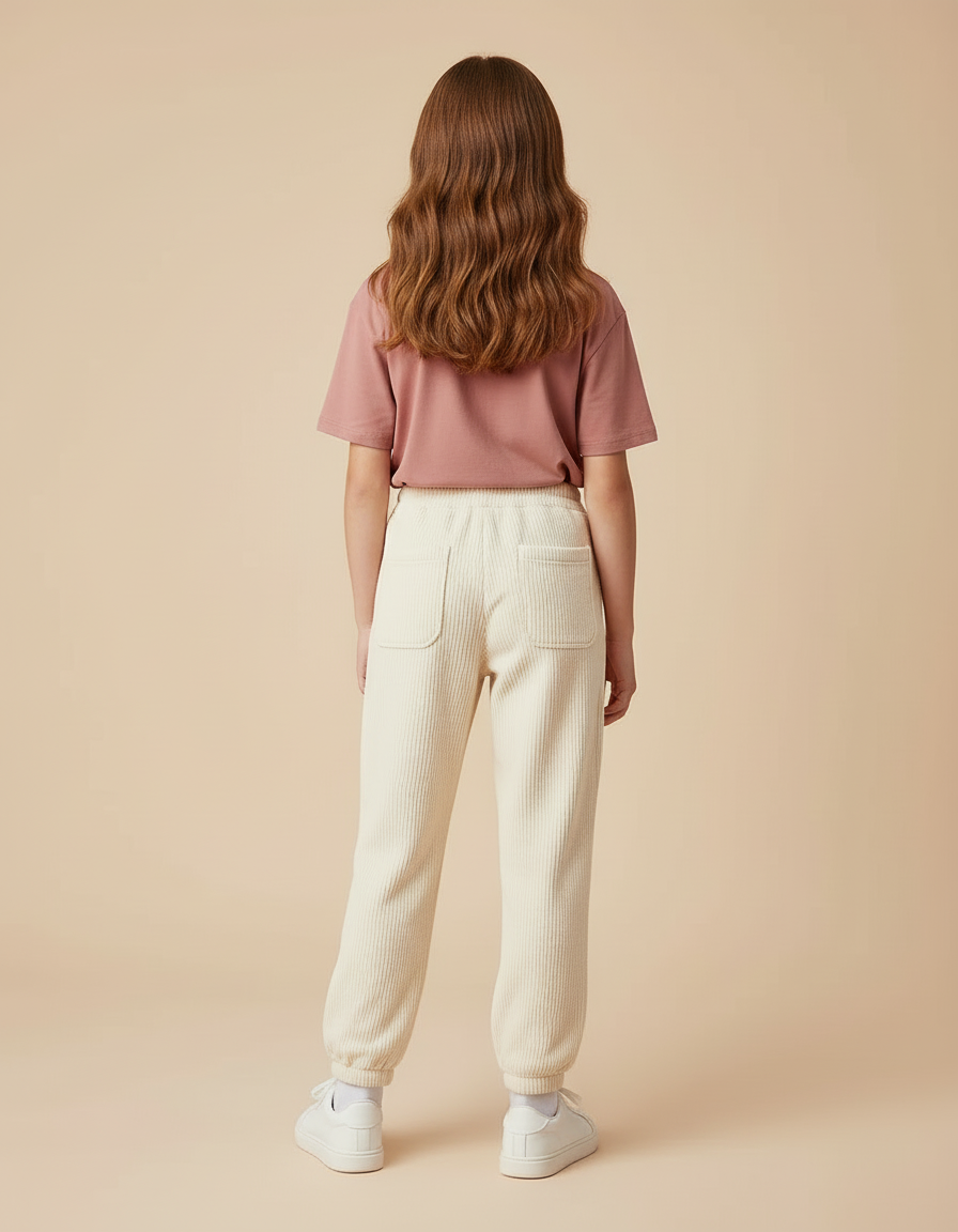 Pantalon Beige Côtelé Ample Décontracté Cœur - Cordé - vue 2