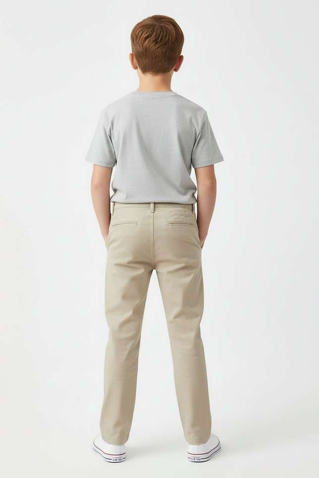 Pantalon Beige Coton Garçon Classique Décontracté - Gabardine - vue 2