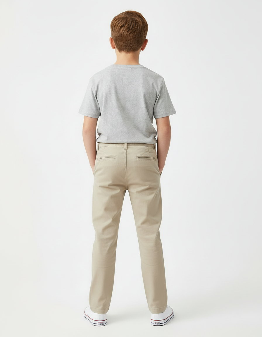 Pantalon Beige Coton Garçon Classique Décontracté - Gabardine - vue 2