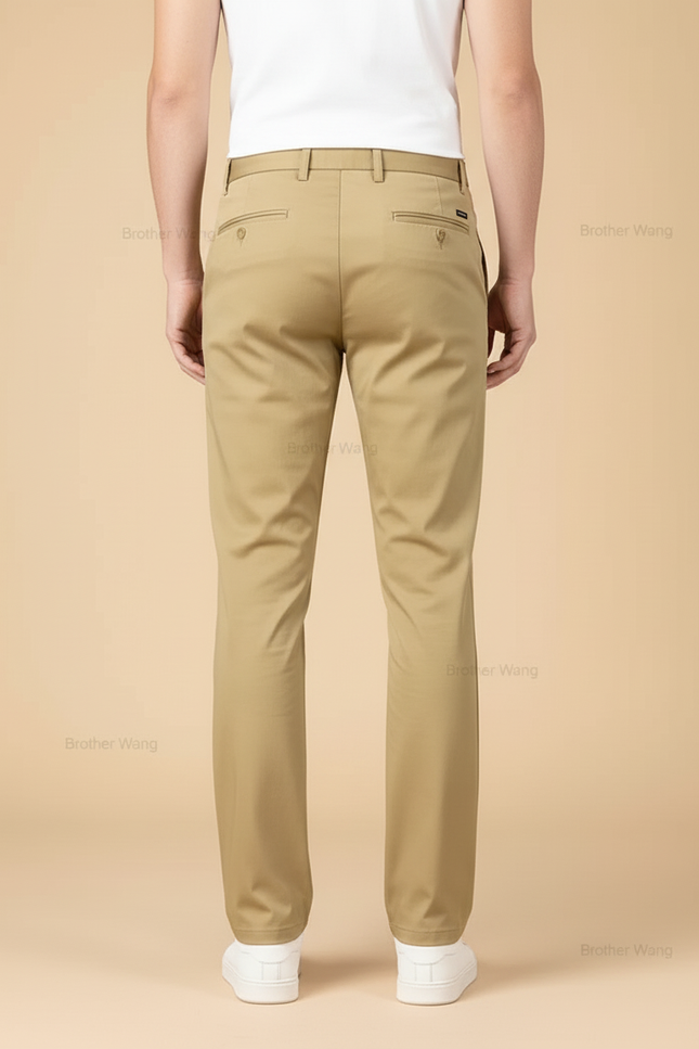 Pantalon Beige Coton Droit Classique Homme Décontracté - vue 2