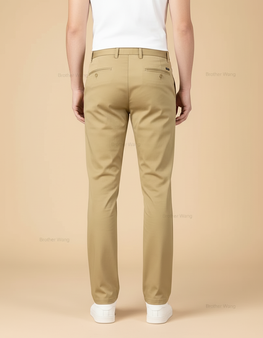 Pantalon Beige Coton Droit Classique Homme Décontracté - vue 2