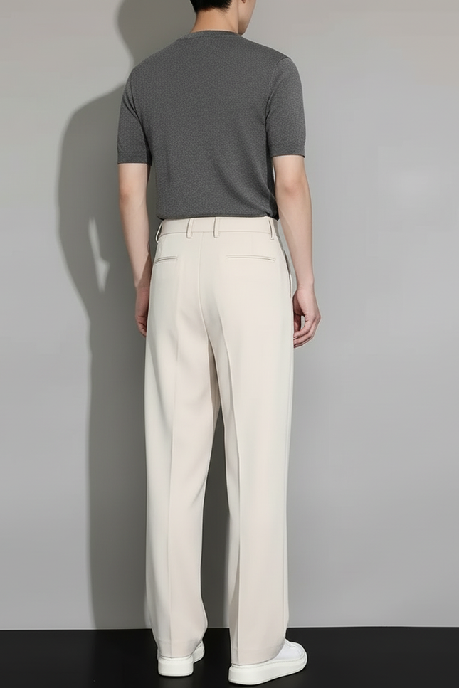 Pantalon Beige Ample Droit Décontracté Homme Fluide - Polyester - vue 2