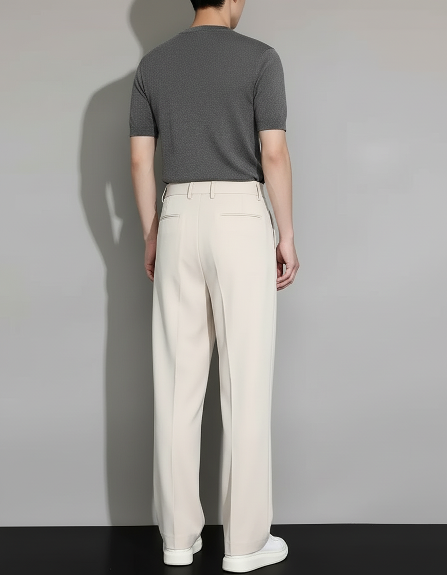 Pantalon Beige Ample Droit Décontracté Homme Fluide - Polyester - vue 2