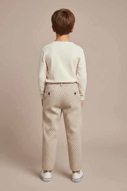 Pantalon Beige À Pois Ample Décontracté Enfant - Cordé - vue 2
