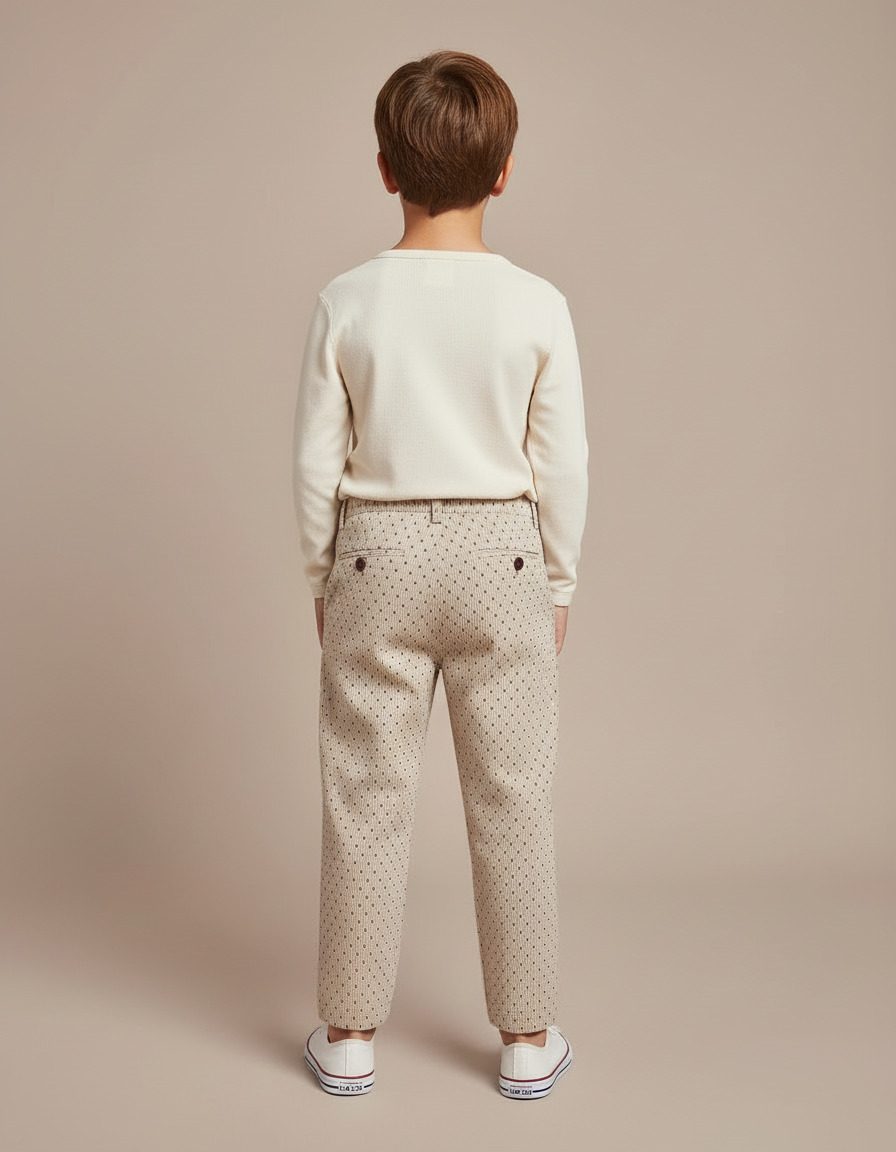 Pantalon Beige À Pois Ample Décontracté Enfant - Cordé - vue 2