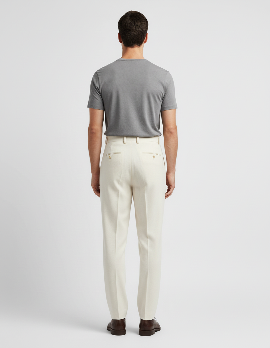 Pantalon Beige Plissé Élégant Homme Droit Coton - vue 2