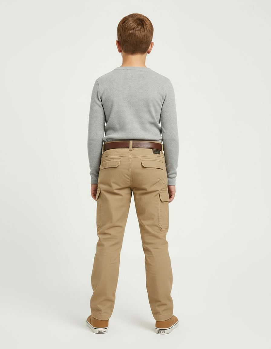 Pantalon Beige Cargo Coton Robuste Enfant - Toile - vue 2