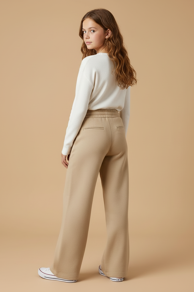 Pantalon Beige Large Décontracté Confortable Fille - Molleton - vue 2