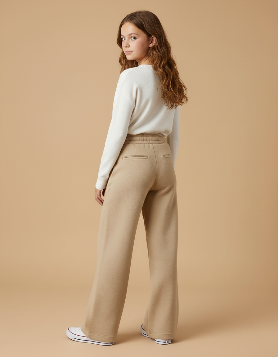 Pantalon Beige Large Décontracté Confortable Fille - Molleton - vue 2