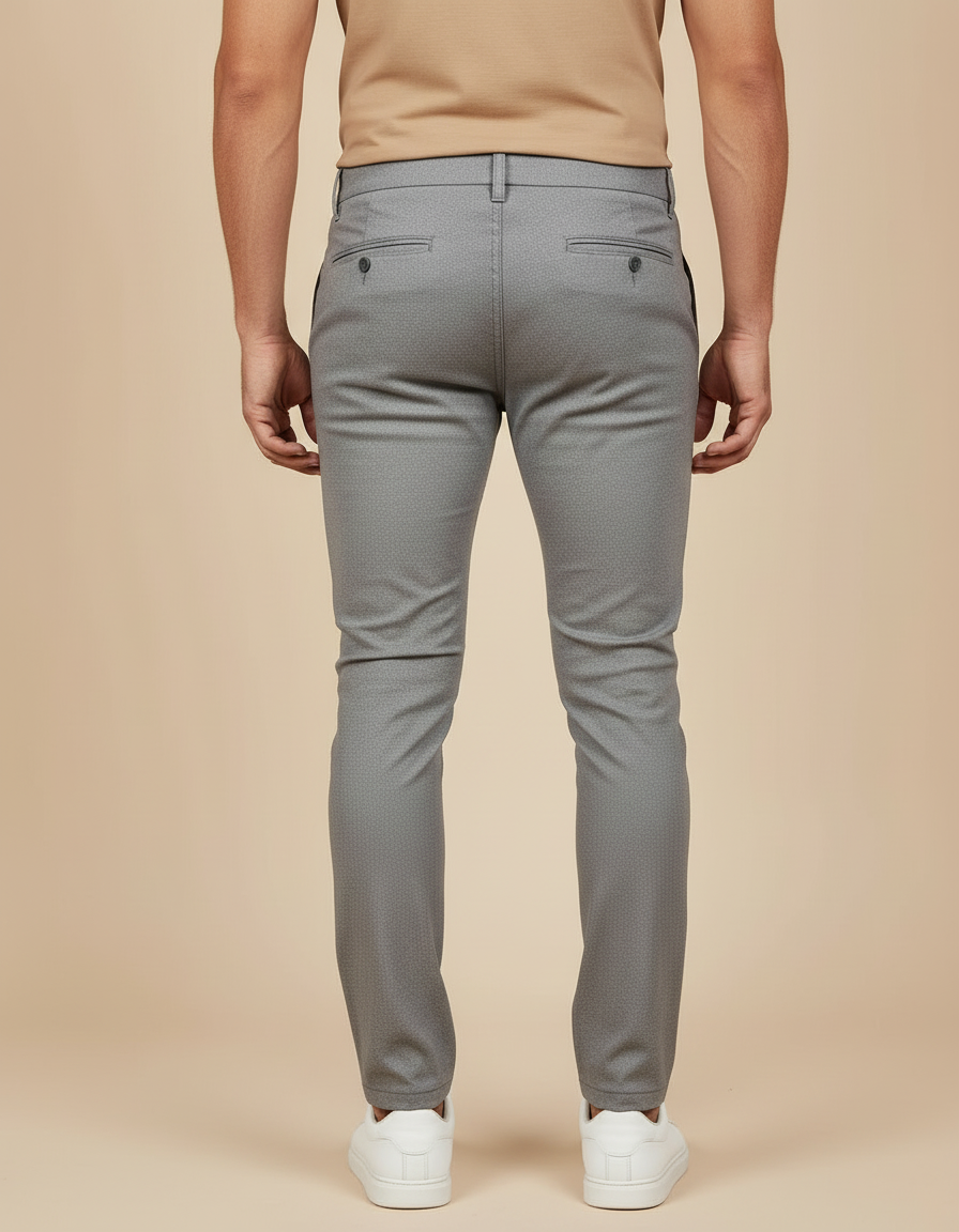 Pantalon Beige Homme Slim Motif Décontracté Chic - Gris Polyester - vue 2