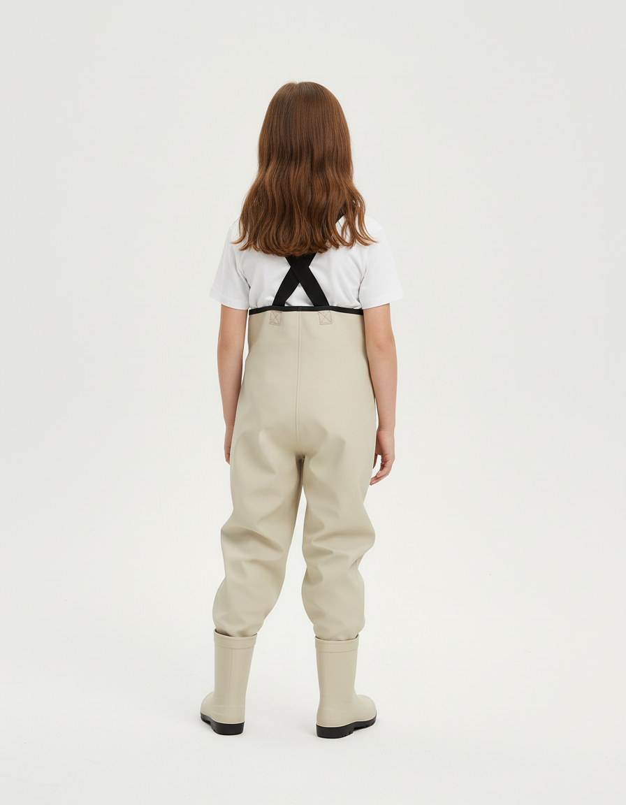 Pantalon Beige Imperméable Enfants Bretelles Bottes - Polyester - vue 2