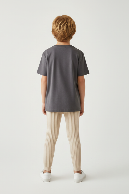 Pantalon Beige Côtelé Tricoté Slim Enfant - Maille - vue 2