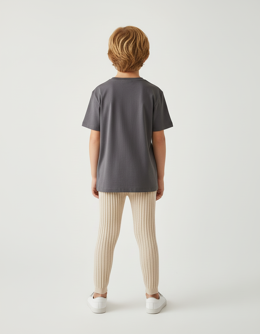 Pantalon Beige Côtelé Tricoté Slim Enfant - Maille - vue 2