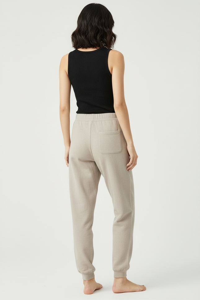 Pantalon Beige Doux Laine Confortable Jogging Femme - Gris Molleton - vue 2