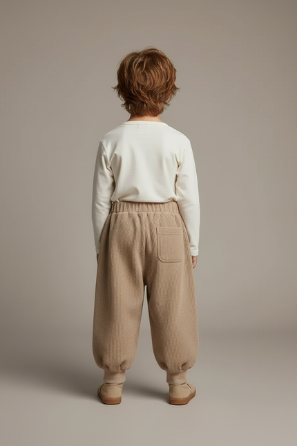 Pantalon Beige Côtelé Ample Enfant Confortable - Cordé - vue 2