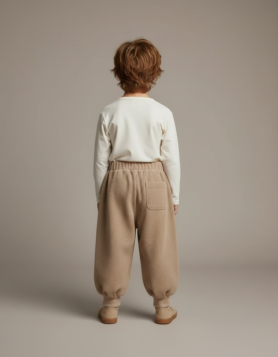 Pantalon Beige Côtelé Ample Enfant Confortable - Cordé - vue 2