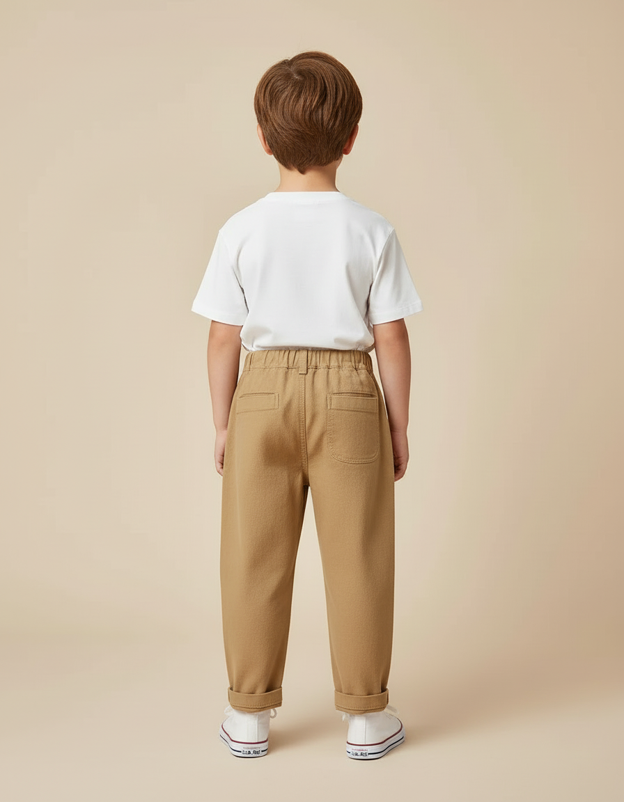 Pantalon Beige Cargo Ample Coton Enfant Garçon - Toile - vue 2
