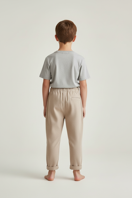 Pantalon Beige Coton Ample Élastiqué Enfant Décontracté - Molleton - vue 2