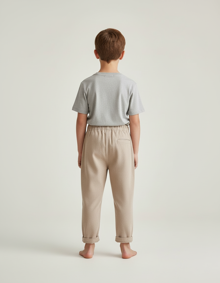 Pantalon Beige Coton Ample Élastiqué Enfant Décontracté - Molleton - vue 2