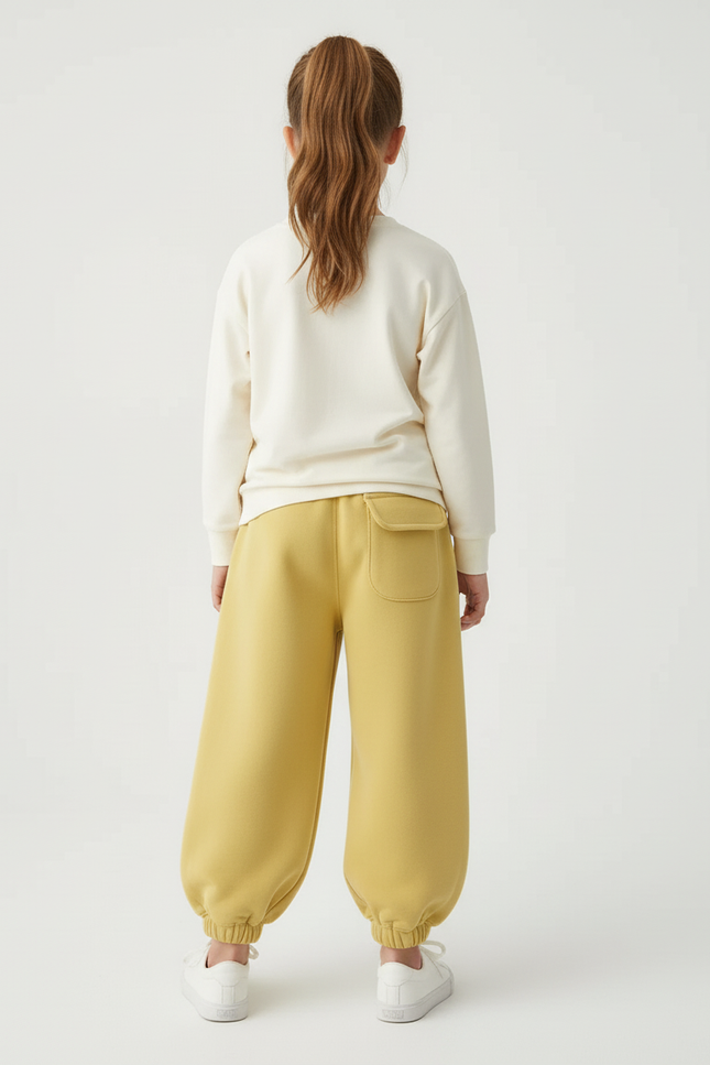 Pantalon Beige Ample Molletonné Décontracté Maison Enfant - Jaune - vue 2
