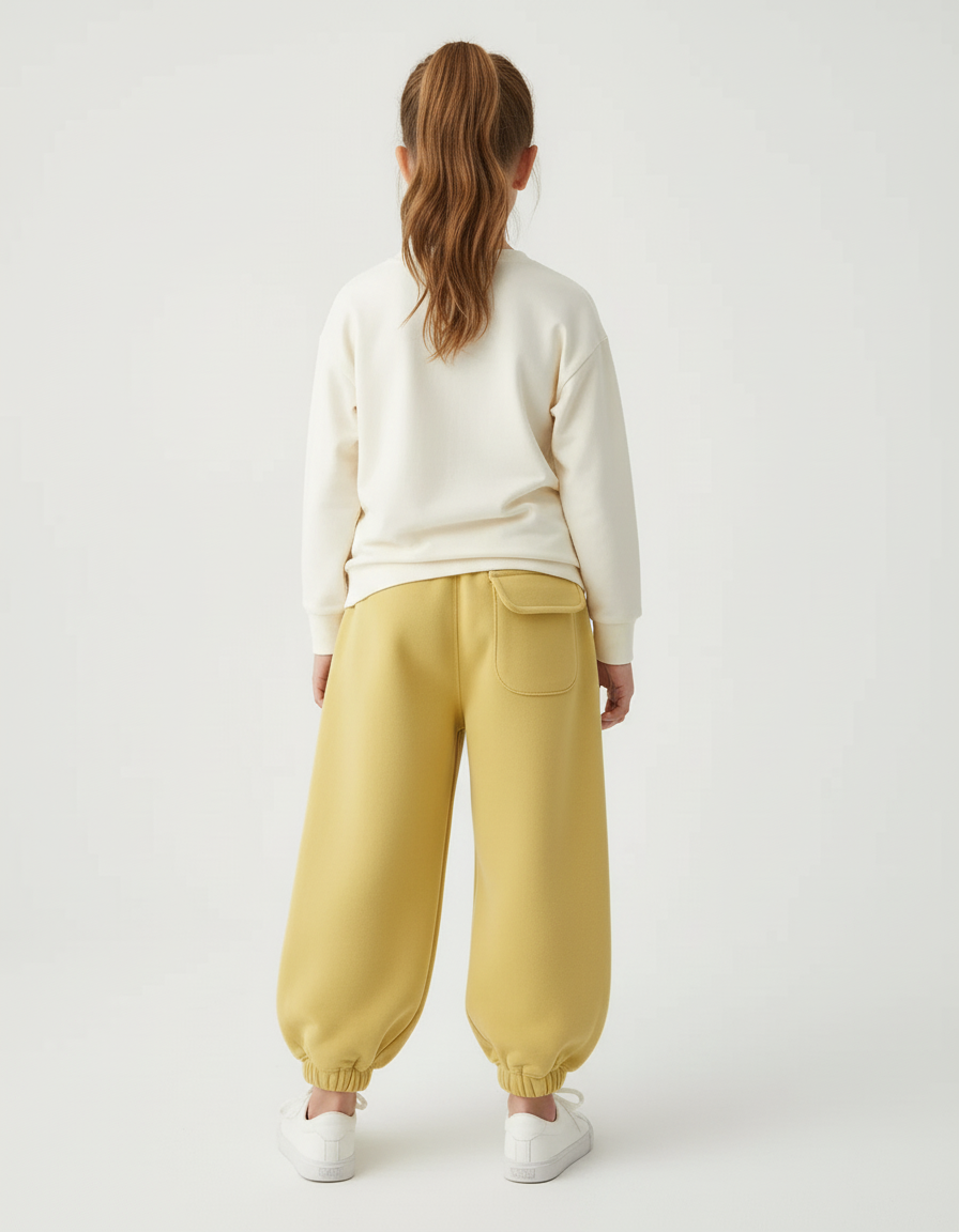 Pantalon Beige Ample Molletonné Décontracté Maison Enfant - Jaune - vue 2