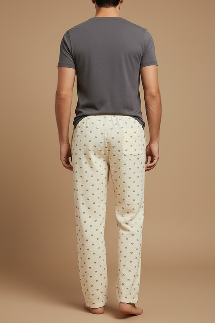 Pantalon Beige Coton Ample Motif Cœurs Homme - vue 2