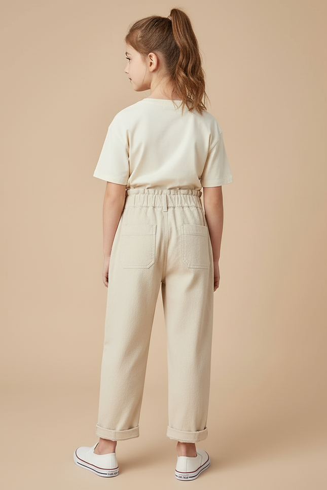 Pantalon Oversize Beige - Coton - vue 2