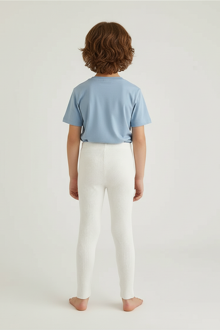 Pantalon Beige Côtelé Élastique Coton Enfant - Maille - vue 2