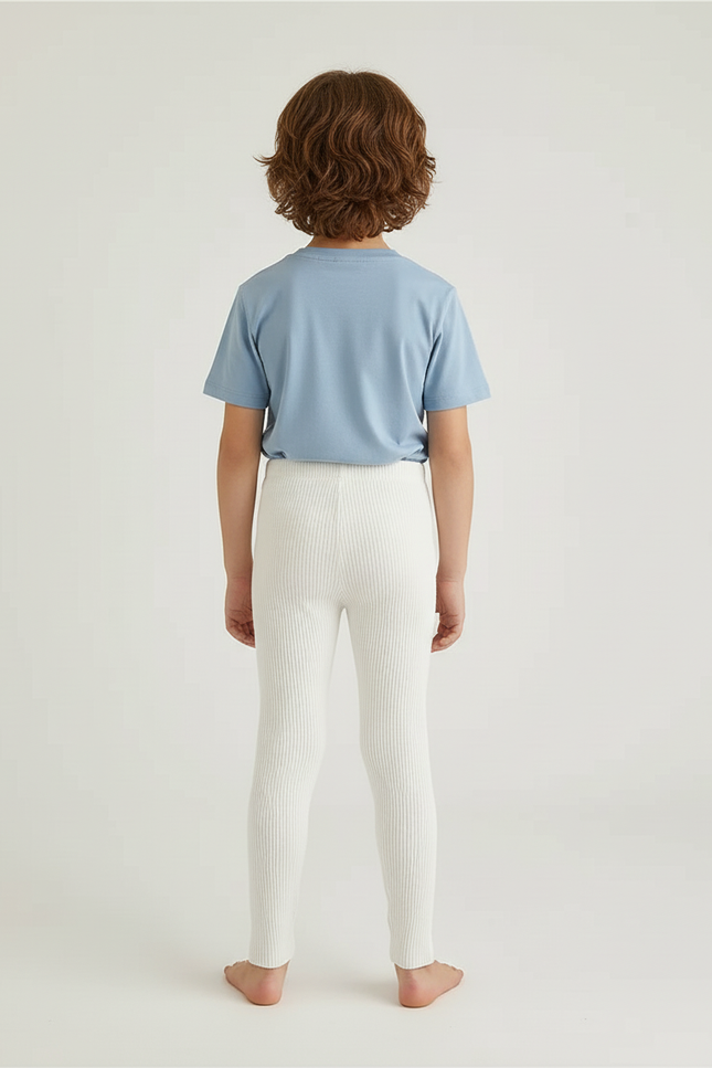 Pantalon Beige Côtelé Élastique Coton Enfant - Maille - vue 2