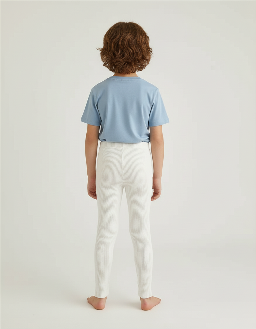 Pantalon Beige Côtelé Élastique Coton Enfant - Maille - vue 2
