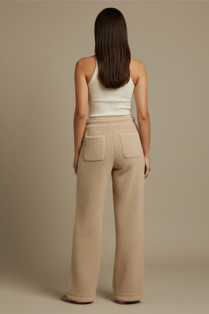 Pantalon Beige Polaire Ample Cordon Chaud Femme - Molleton - vue 2