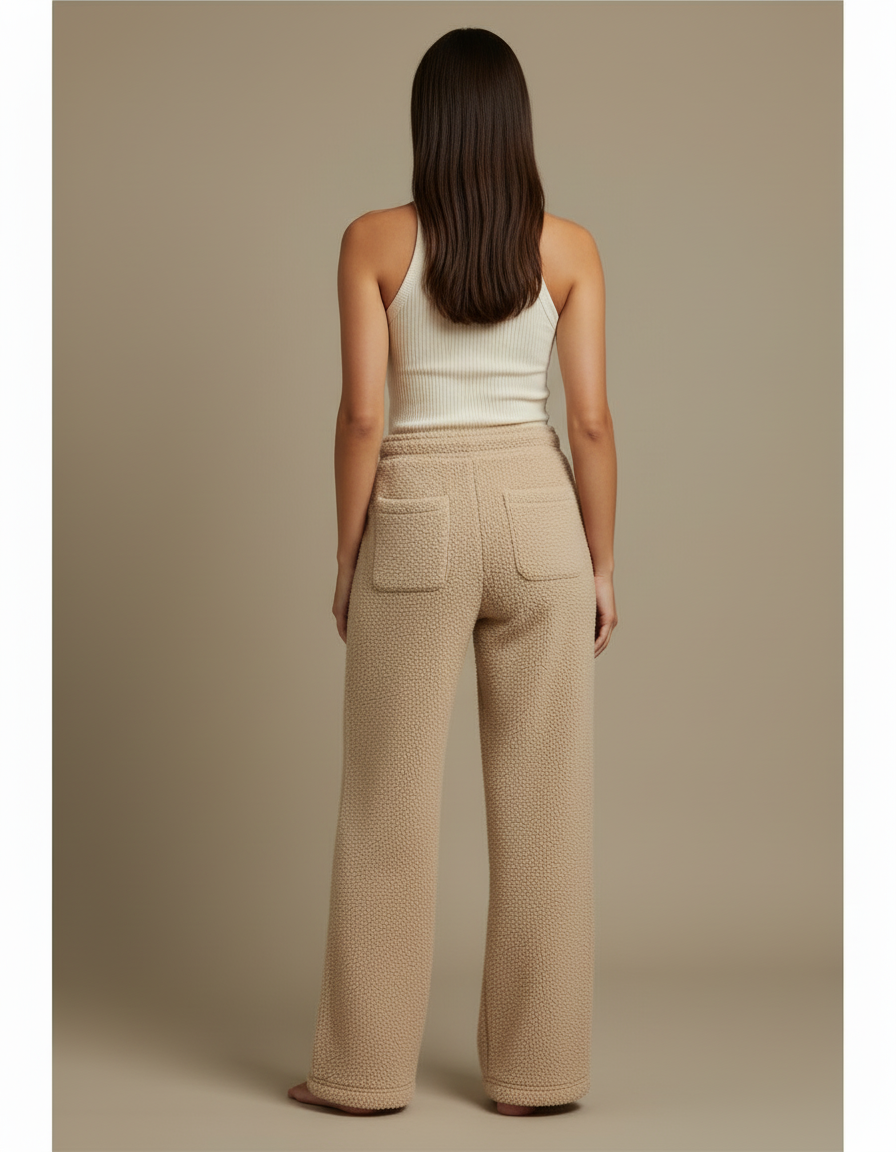 Pantalon Beige Polaire Ample Cordon Chaud Femme - Molleton - vue 2