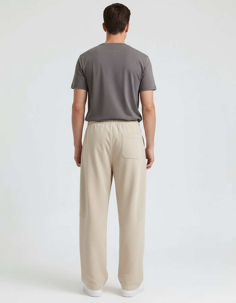 Pantalon Beige Ample Cordon Décontracté Large Homme - Molleton - vue 2