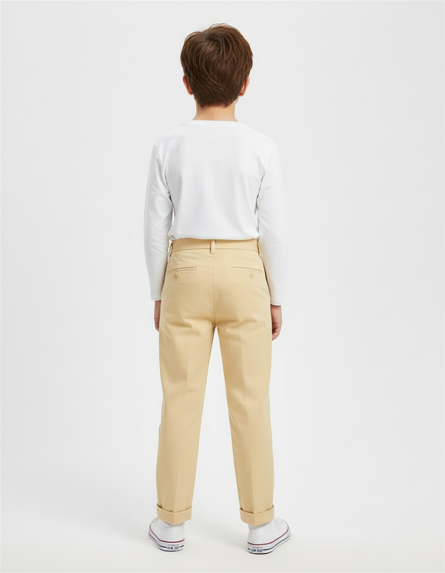 Pantalon Beige Plissé Droit Classique Garçon - Gabardine - vue 2